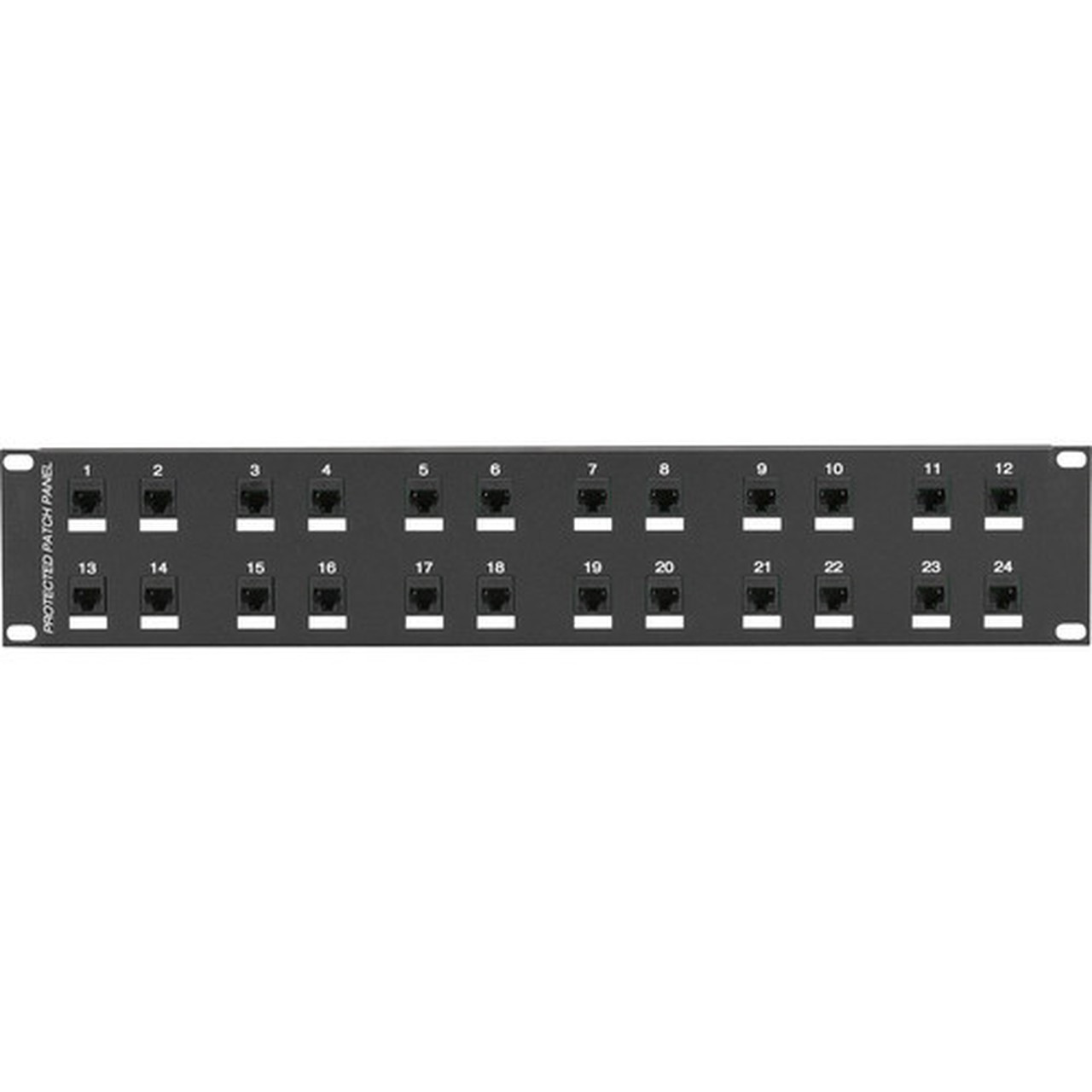 Black Box CAT6 Surge-Protected Patch Panel - 2U 24-Port - 24 Ports - 24 x RJ-45 - 2U High - 19 Wide - Rack-mountable - TAA JSM114A