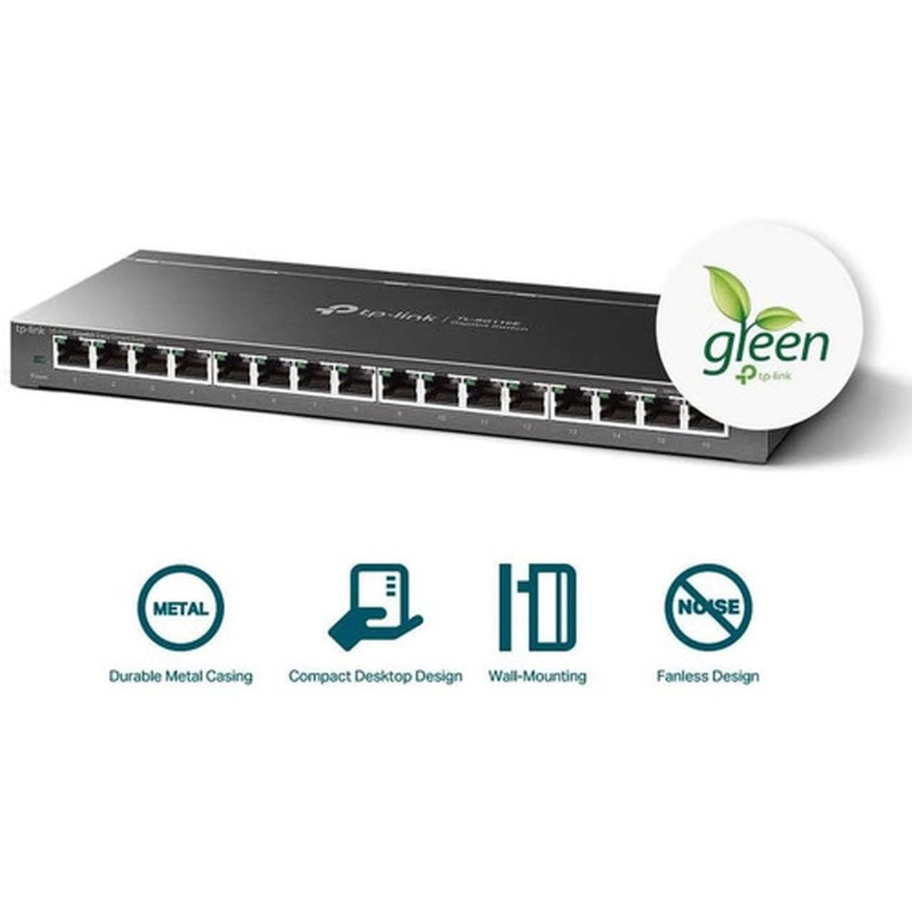 TP-Link 16-Port Gigabit Unmanaged Pro Switch - 16 Ports - Gigabit Ethernet - 101001000Base-T - 2 Layer Supported - 919 W Power - - TL-SG116E
