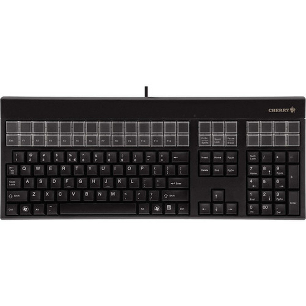 CHERRY LPOS QWERTY Keyboard - 131 Keys - QWERTY Layout - 42 Relegendable Keys - USB - Black G86-71400EUADAA