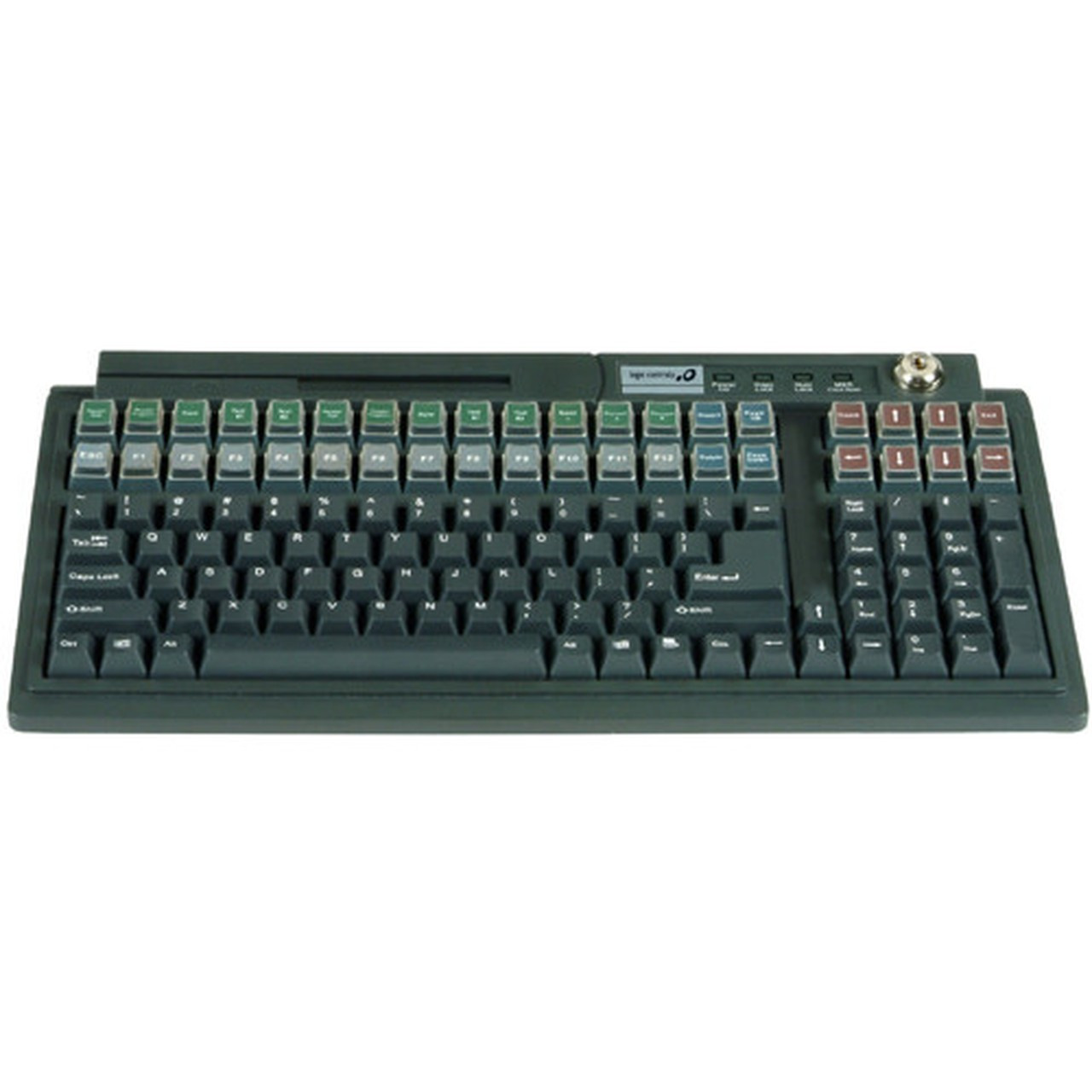 Logic Controls LK1600MU3TR-BK POS Keyboard - 120 Keys - 4-Position Keylock - 38 Relegendable Keys - Magnetic Stripe Reader - USB - LK1600MU3TR-BK