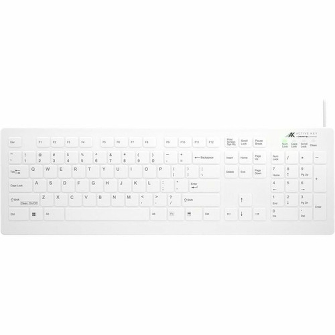 Active Key AK-C8112 Medical Keyboard - Cable Connectivity - USB Type A Interface - 105 Key - English US - Silicone - Keyswitch - AK-C8112-YS-WUS