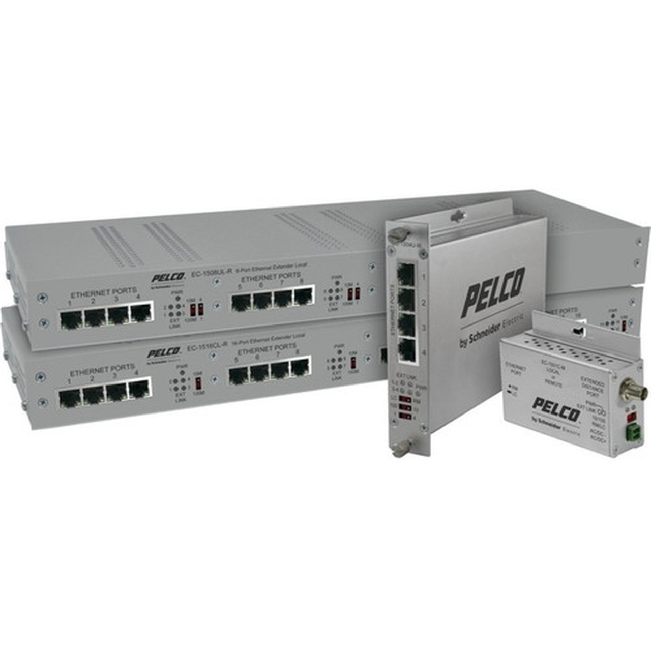 Pelco EC-1500CU Series EthernetConnect Extender - 8 x Network RJ-45 - 5000 ft 1524000 mm Extended Range EC-1508CL-R