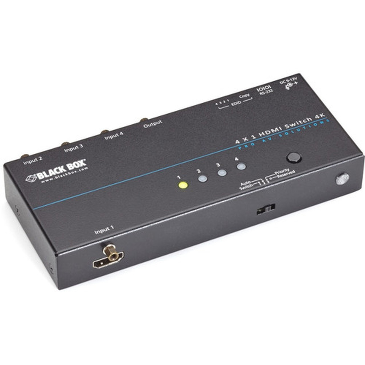 Black Box 4K HDMI Switch - 4 x 1 - 3840  2160 - 4K - 4 x 1 - Display Blu-ray Disc Player - 1 x HDMI Out VSW-HDMI4X1-4K