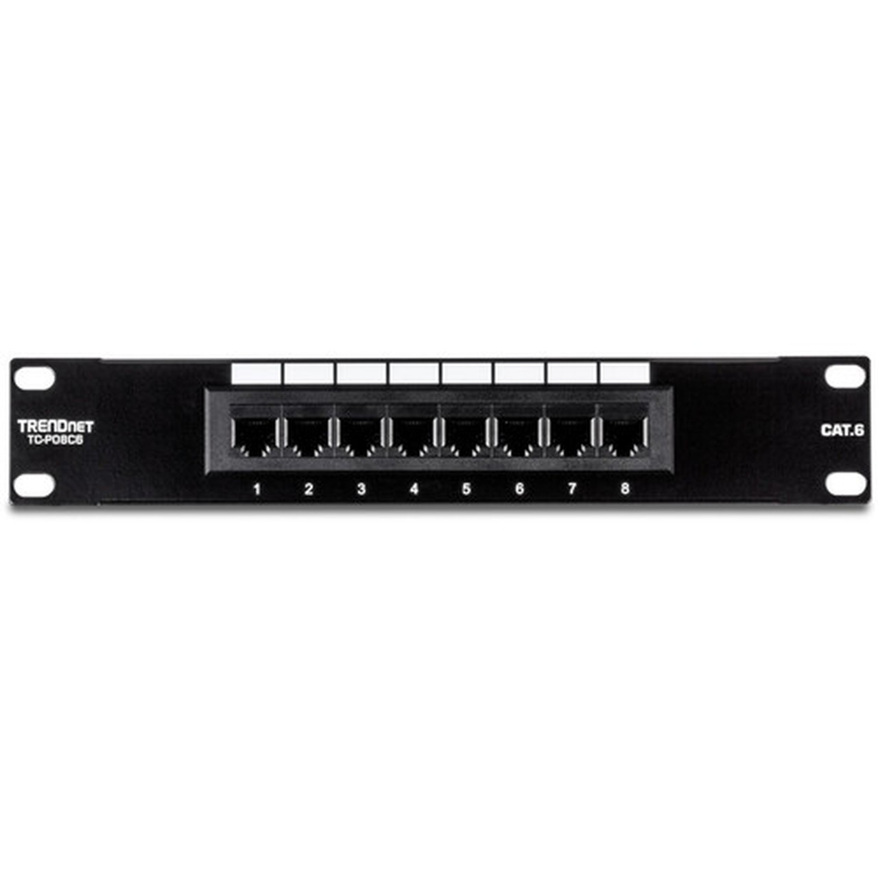 TRENDnet 8-Port Cat6 Unshielded Patch Panel TC-P08C6 Rackmount 10 Inch Wide 8 x Gigabit RJ-45 Ethernet Ports Pre-numbered Ports TC-P08C6