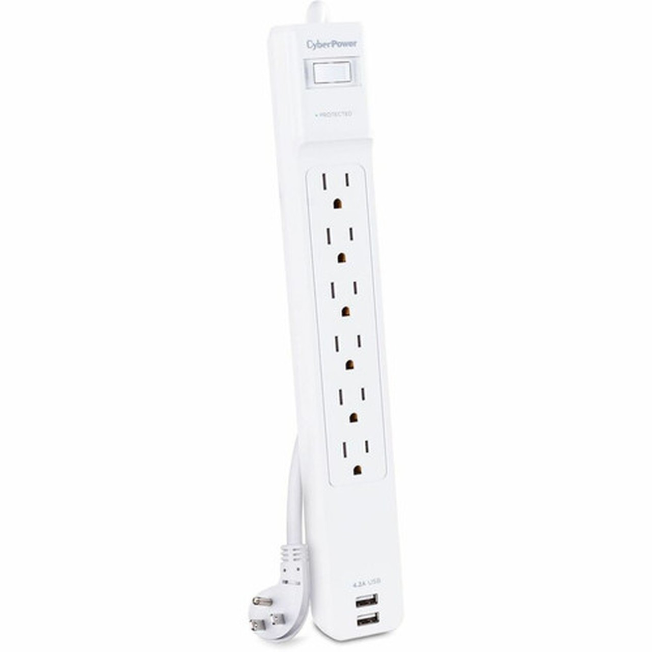 CyberPower Professional CSP606U42A Surge SuppressorProtector - 6 x NEMA 5-15R 2 x USB - 900 J - 125 V AC Input - 45 kA - 6 ft CSP606U42A