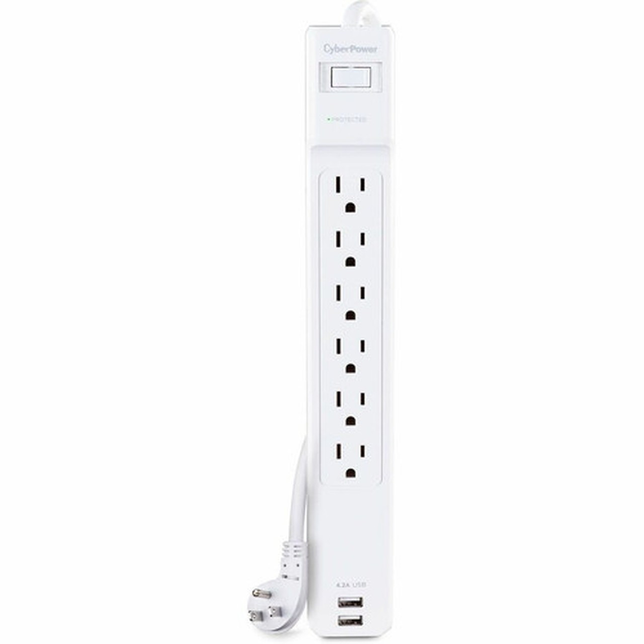 CyberPower Professional CSP606U42A Surge SuppressorProtector - 6 x NEMA 5-15R 2 x USB - 900 J - 125 V AC Input - 45 kA - 6 ft CSP606U42A