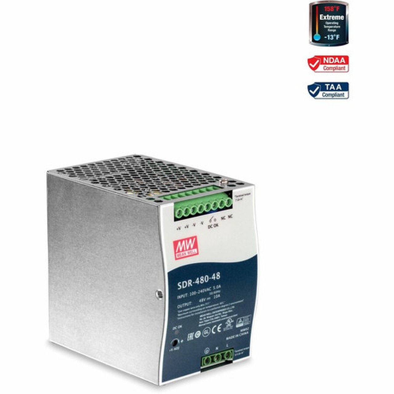 TRENDnet 480W 48V DC 10A AC to DC DIN-Rail Power Supply with PFC Function TI-S48048 - 48V 480W Output Industrial TI-S48048