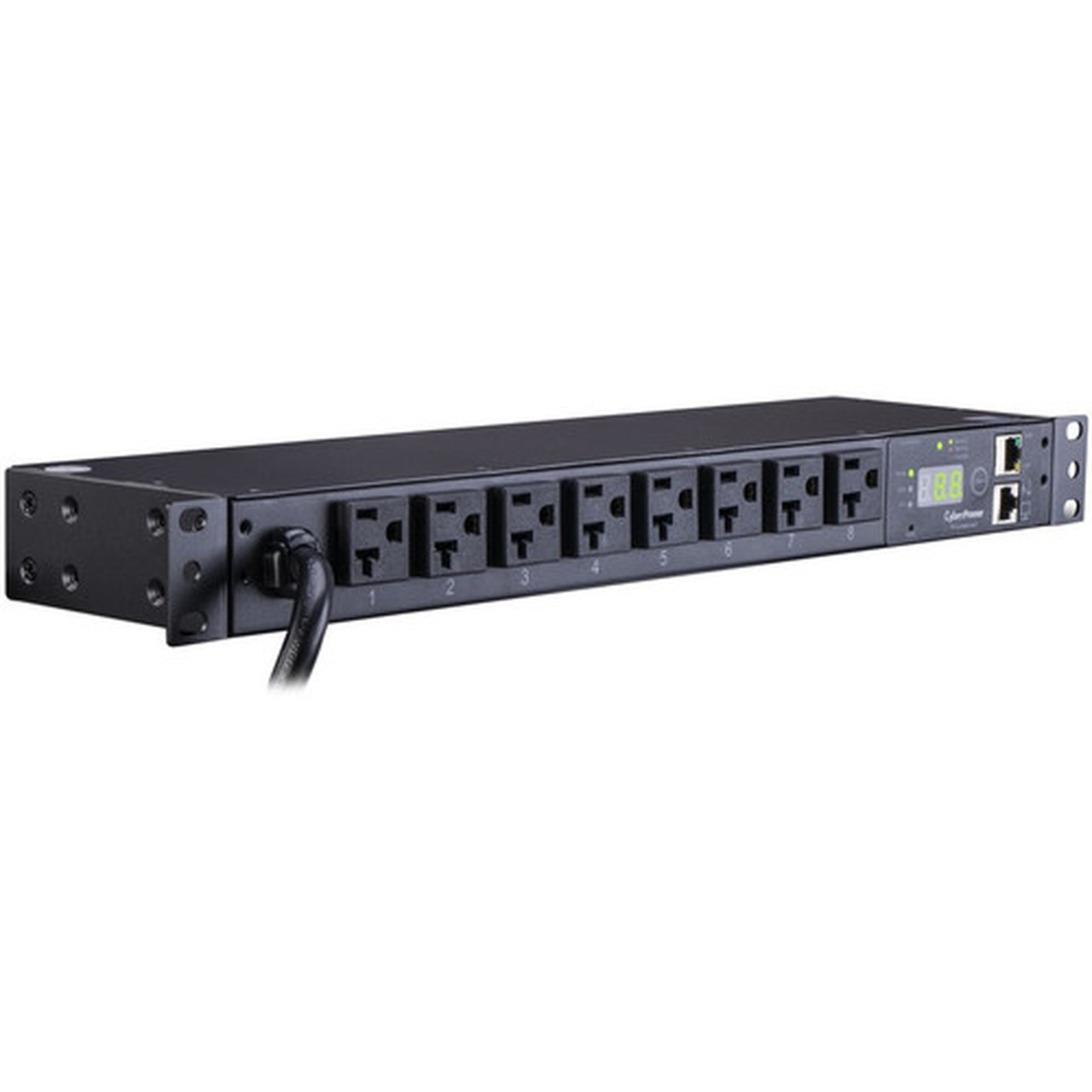 CyberPower Monitored PDU RM 1U PDU20M8FNET 20A 8-Outlet - Monitored - NEMA 5-20P - 8 x NEMA 5-20R - 120 V AC - Network RJ-45 - 1U - PDU20M8FNET