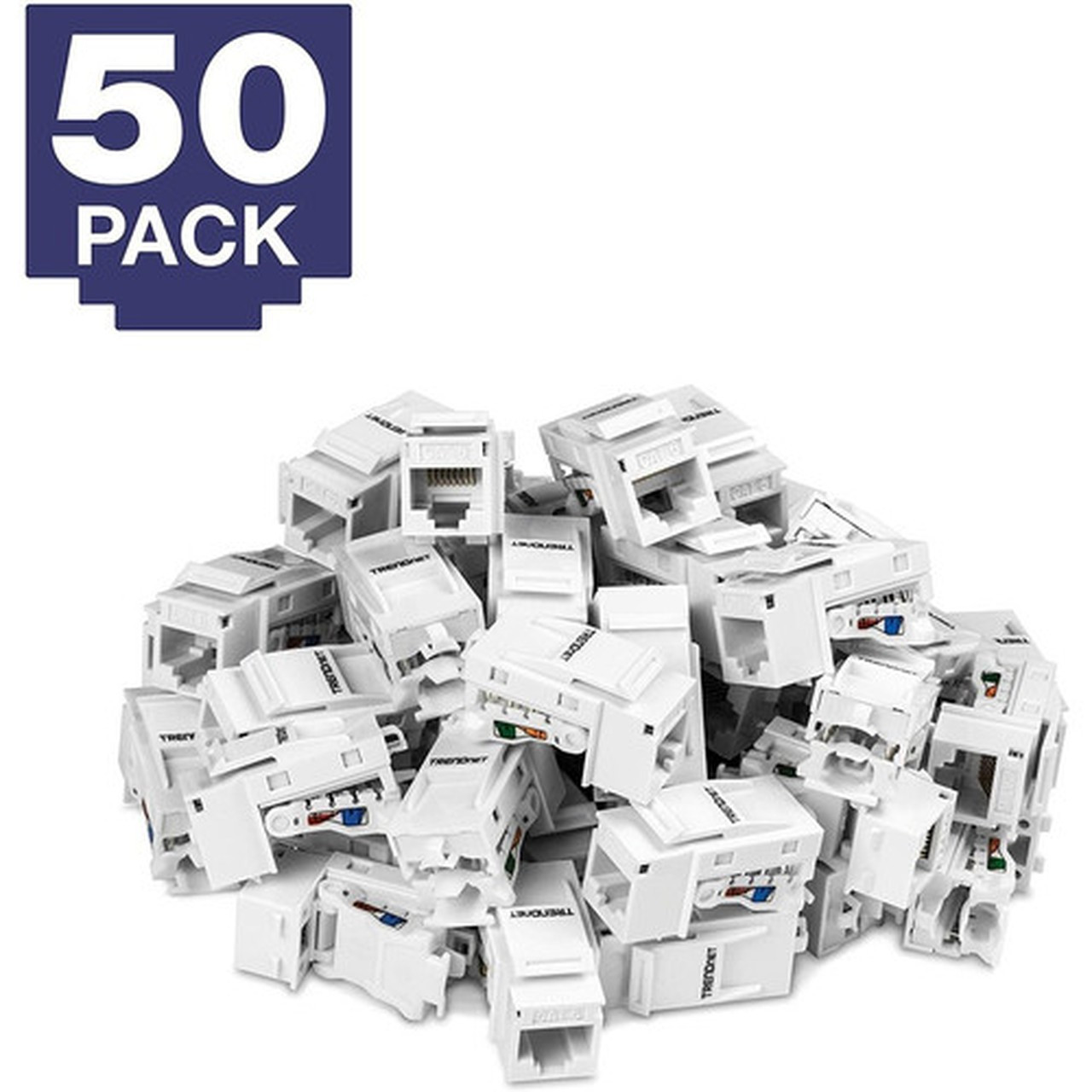 TRENDnet Cat6 Keystone Jack 50-Pack Bundle TC-K50C6 Compatible with Cat5Cat5eCat6 Cabling Cat6 RJ45 Keystone Jacks Use with the - TC-K50C6