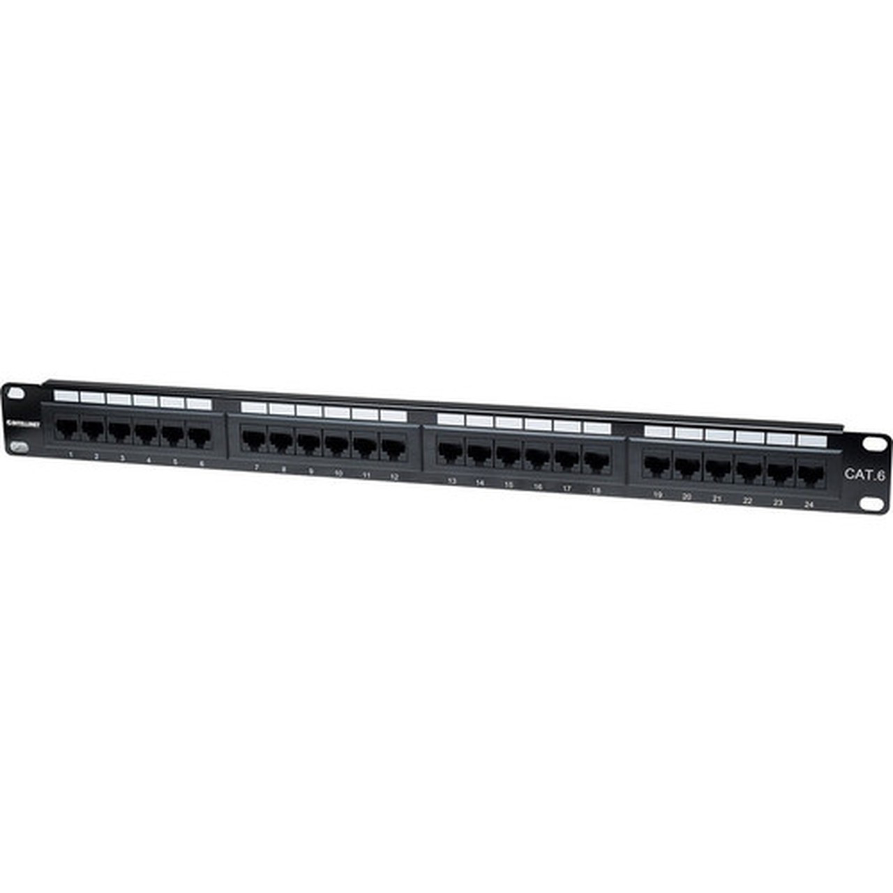 Intellinet_Cat6_Patch_Panel_-_24_x_RJ-45_-_24_Ports_-_24_x_RJ-45_-_24_x_RJ-11_-_1U_High_-_Black_-_19_Wide_-_Rack-mountable_520959
