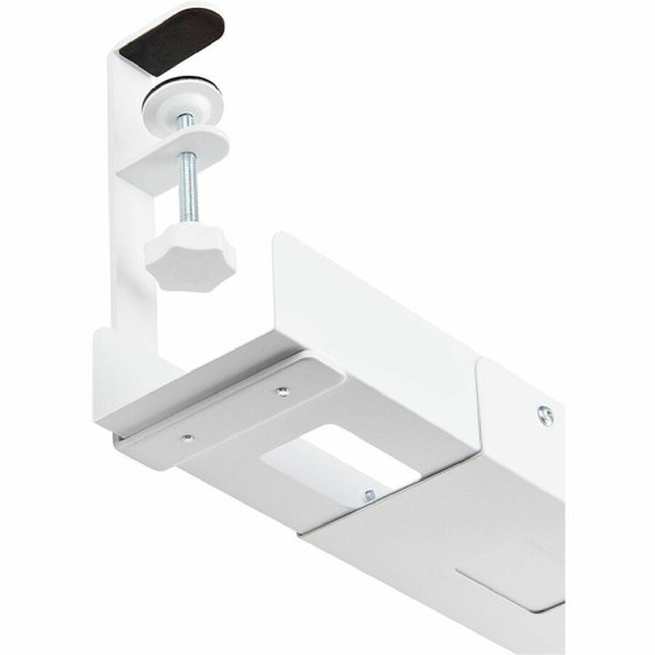 StarTechcom Under Desk Cable Management Tray Length Adjustable Clamp-On Installation No Drilling Required White - Length cable to CALW-DESK-CABLE-TRAY