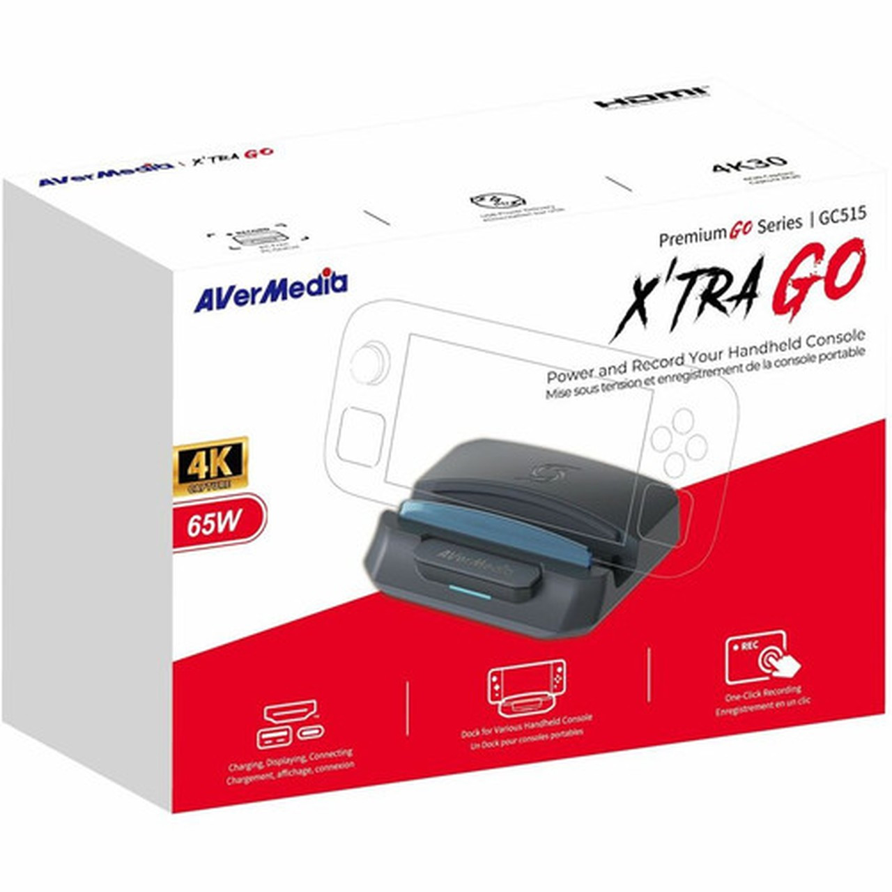 AVerMedia XTRA GO GC515 - Functions Video Recording Video Game Recording - 2160p 1440p 1080p 720p 576p 480p - 120 fps - 4K - GC515-Black