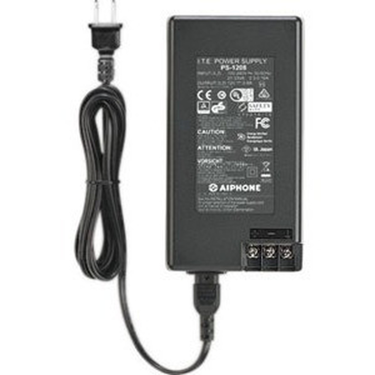 Aiphone DC 12V Class II Power Supply - 120 V AC 230 V AC Input - 12 V DC Output PS-1208UL