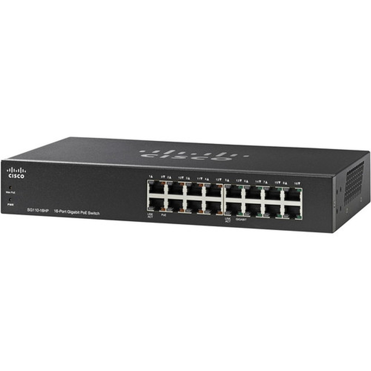 Cisco SG110-16HP Ethernet Switch - 16 Ports - 101001000Base-T - Refurbished - 2 Layer Supported - Twisted Pair - Wall Mountable SG110-16HP-NA-RF