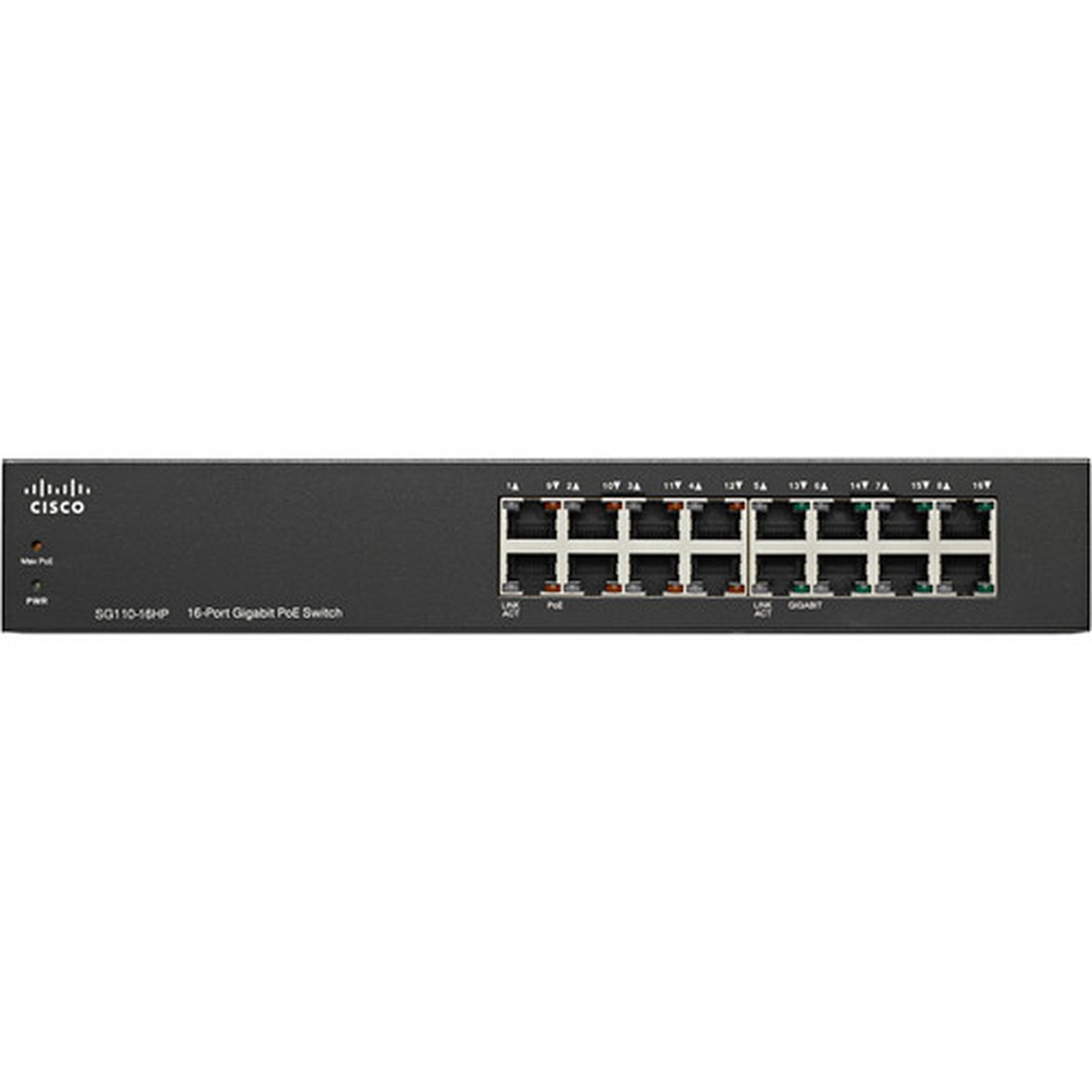 Cisco SG110-16HP Ethernet Switch - 16 Ports - 101001000Base-T - Refurbished - 2 Layer Supported - Twisted Pair - Wall Mountable SG110-16HP-NA-RF