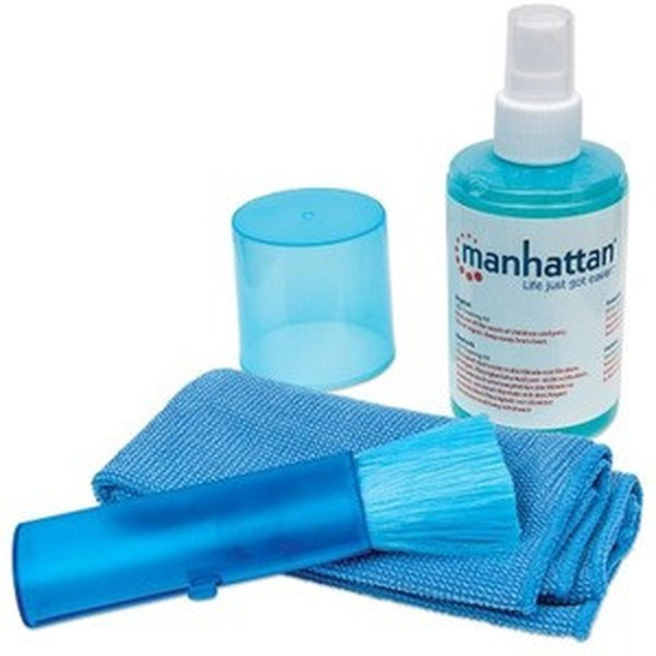 Manhattan LCD Cleaning Kit Alcohol-free Includes Cleaning Solution 200ml Brush and Microfibre Cloth Ideal for use on  Three - - 421027