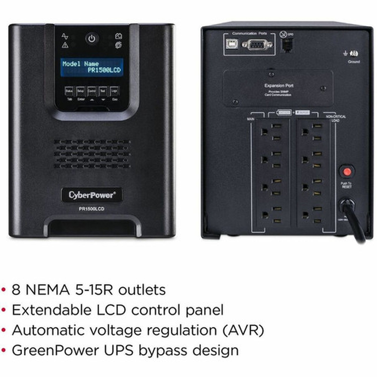 CyberPower_Smart_App_Sinewave_PR1500LCD_1500VA_Pure_Sine_Wave_Mini-Tower_LCD_UPS_-_Mini-tower_-_AVR_-_3_Hour_Recharge_-_470_Minute_-_PR1500LCD