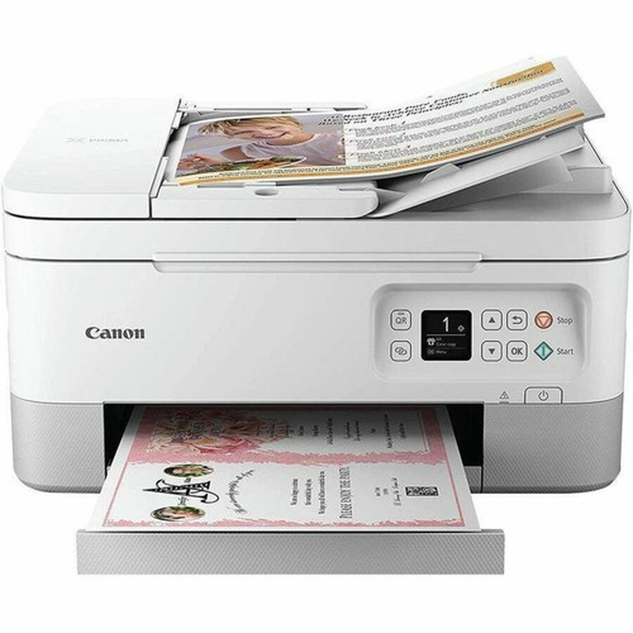 Canon PIXMA TR7020a Wireless Inkjet Multifunction Printer - Monochrome - White - CopierPrinterScanner - Flatbed Scanner - 1200 x dpi 4460C073