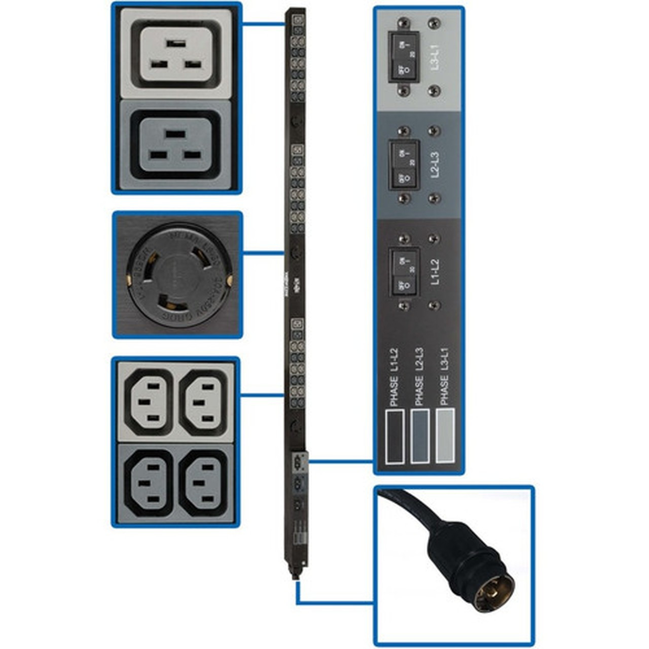 Tripp Lite by Eaton PDU3V6H50A 45-Outlets PDU - Basic - Hubbel CS8365C 50A - 36 x IEC 60320 C13 6 x IEC 60320 C19 3 x NEMA L6-30R - PDU3V6H50A
