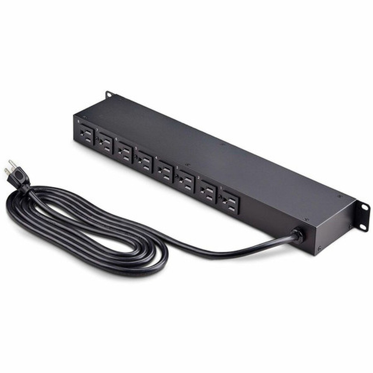 StarTechcom 8-Outlet Horizontal Rack Mount PDU 1U Power Strip Outlet OnOff Switches 15A Circuit Breaker 8ft24m Cord NEMA - 1U 8NS8-RACK-MOUNT-PDU