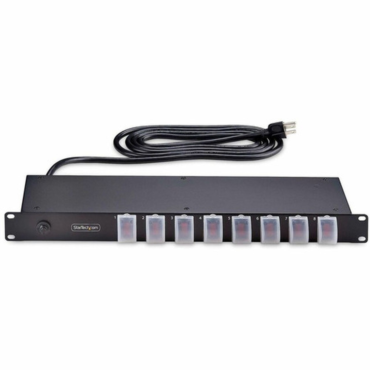 StarTechcom 8-Outlet Horizontal Rack Mount PDU 1U Power Strip Outlet OnOff Switches 15A Circuit Breaker 8ft24m Cord NEMA - 1U 8NS8-RACK-MOUNT-PDU