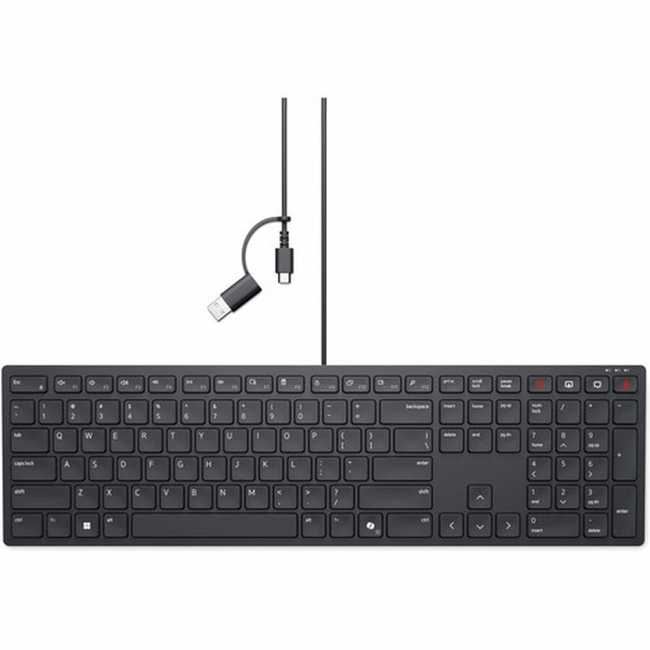 Dell Wired Collaboration Keyboard - KB525C - Cable Connectivity - USB Type C USB Type A Interface - 15 Screen Sharing CoPilot Video KB525C-FCA-DAO