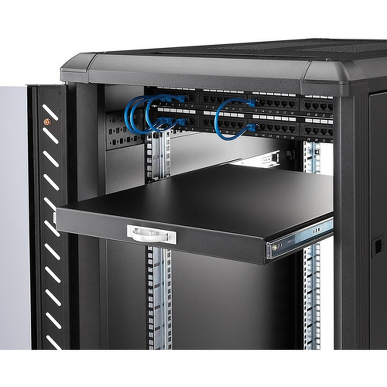 StarTechcom Black Deep Sliding Server Shelf - Add a sturdy sliding shelf for easy peripheral and equipment access in your server or SLIDESHELFD