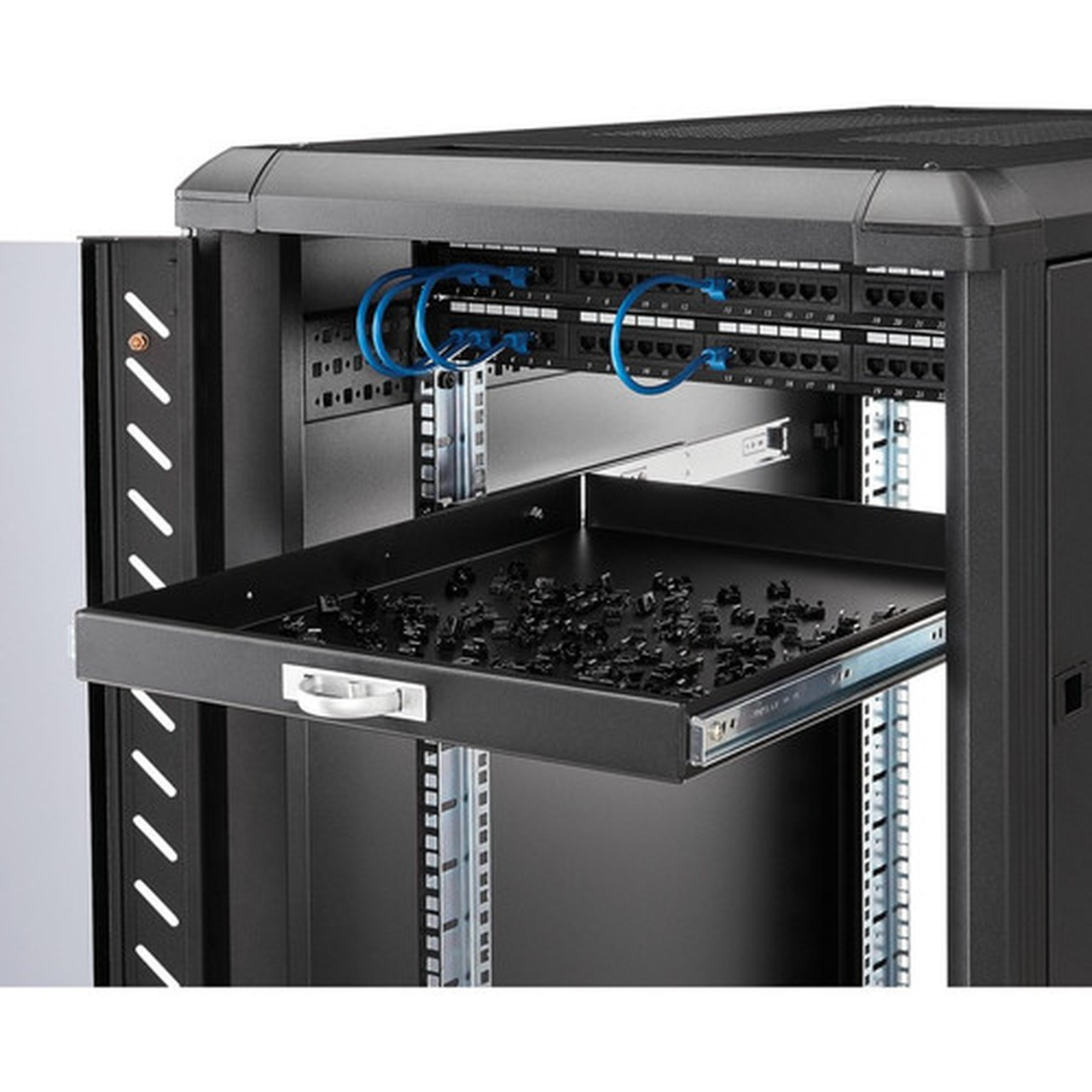 StarTechcom Black Deep Sliding Server Shelf - Add a sturdy sliding shelf for easy peripheral and equipment access in your server or SLIDESHELFD