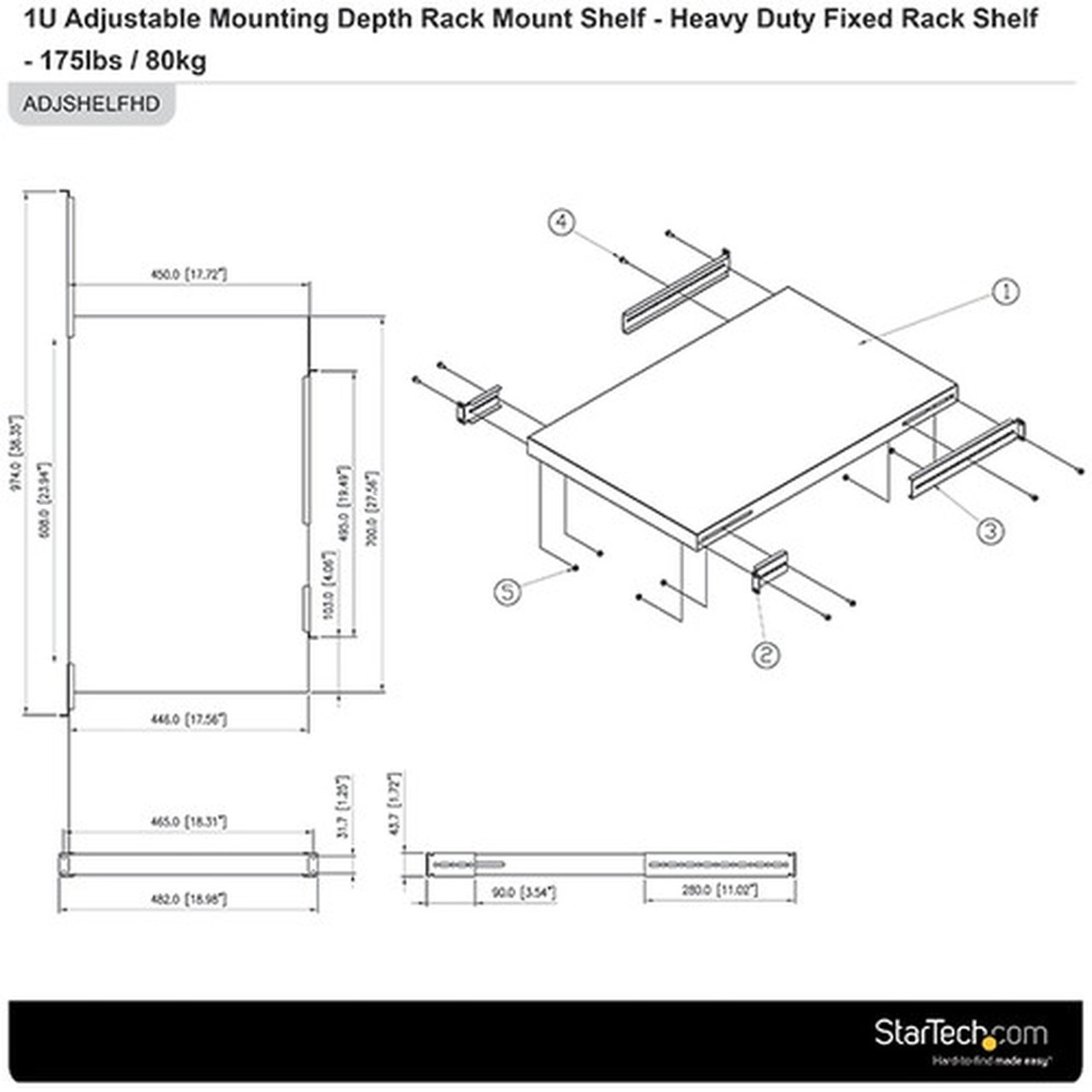 StarTechcom_1U_Adjustable_Server_Rack_Mount_Shelf_-_175lbs_-_195_to_38in_Deep_Universal_Tray_for_19_AV_Data__Network_Equipment_-_ADJSHELFHD