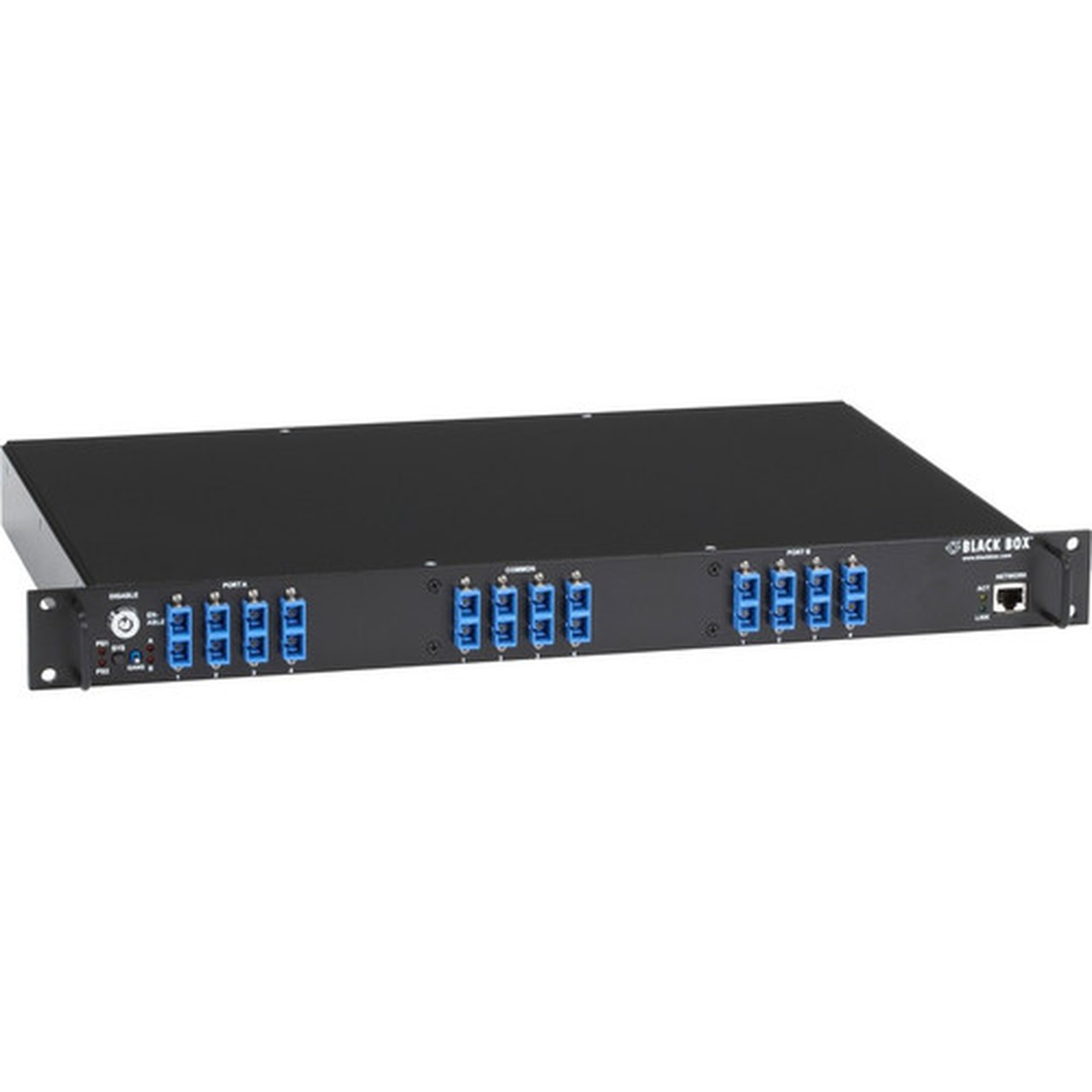 Black Box Rackmount Gang Switch - 19  1U 4 Duplex Multimode SC Network Manageable - 12 Fiber Channel Ports - 1 x RJ-45 - - - 1U NBS004MA