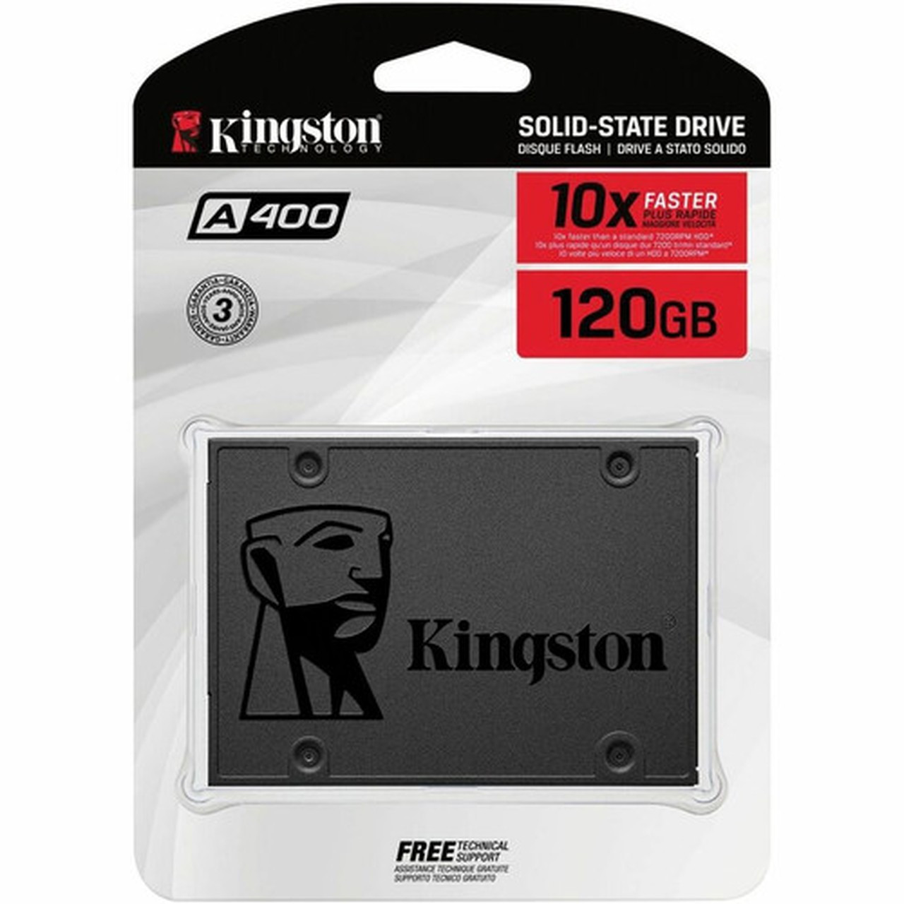 Kingston A400 120 GB Solid State Drive - 25 Internal - SATA SATA600 - Desktop PC Notebook Device Supported - 500 MBs Maximum - SA400S37120G