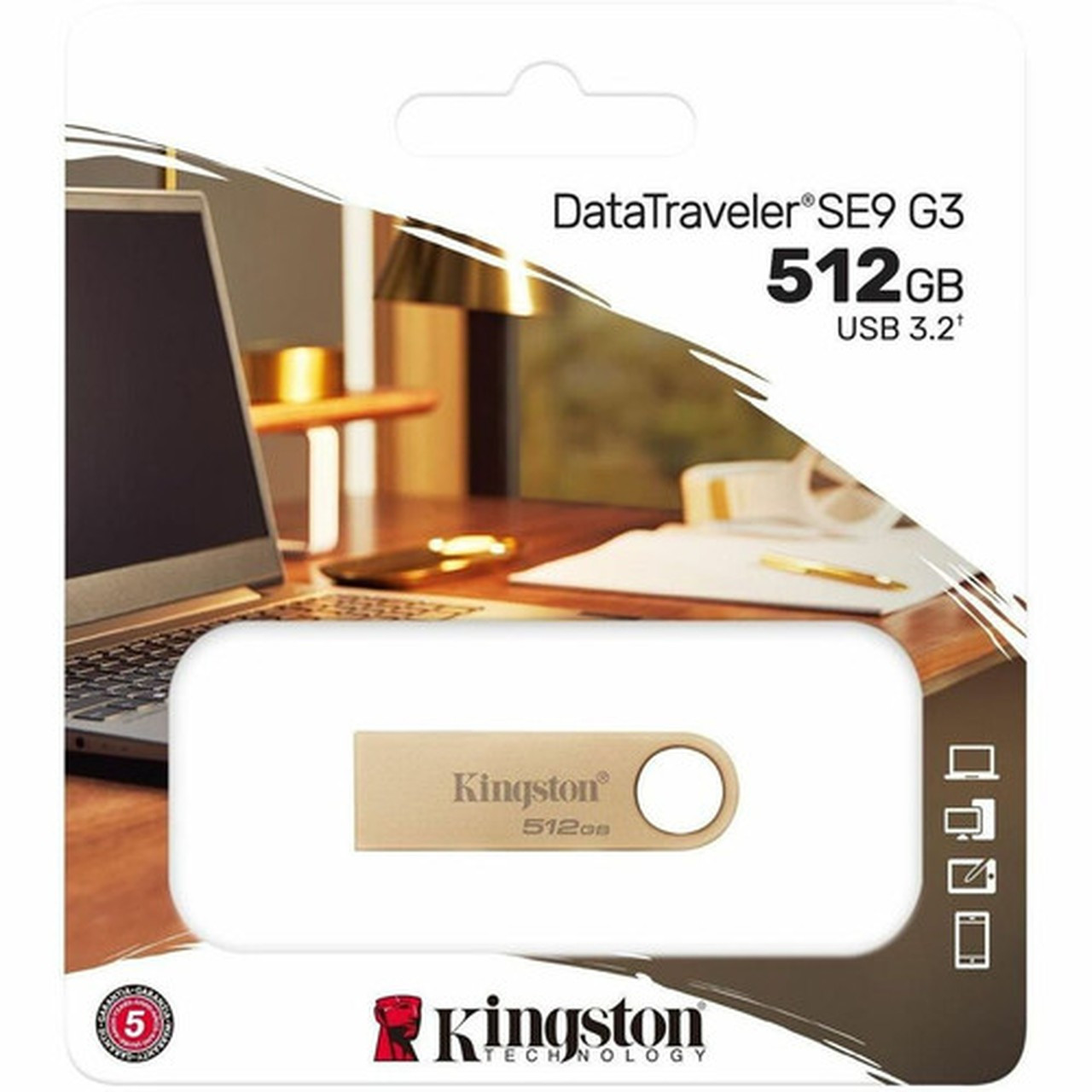 Kingston DataTraveler SE9 G3 512GB USB 32 Gen 1 Type A Flash Drive - 512 GB - USB 32 Gen 1 Type A - 220 MBs Read Speed - 100 DTSE9G3512GB