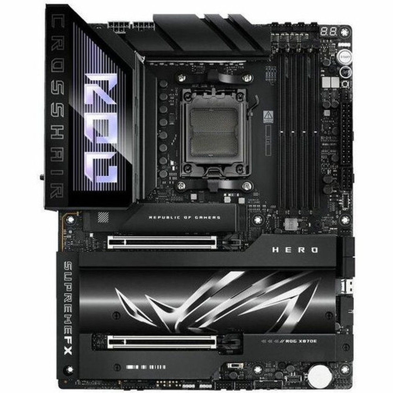 Asus ROG Crosshair X870E HERO Gaming Desktop Motherboard - AMD X870E Chipset - Socket AM5 - ATX - Ryzen 7 Ryzen 8 Ryzen 9 Processor ROG CROSSHAIR X870E HERO