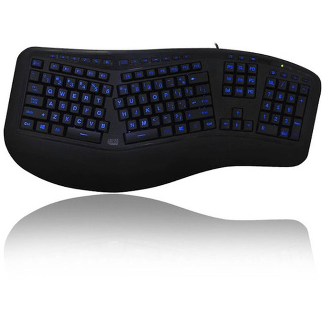 Adesso AKB-150EB-FR Color Illuminated Ergonomic Keyboard - Cable Connectivity - USB Interface Media Player Internet Multimedia Next AKB-150EB-FR