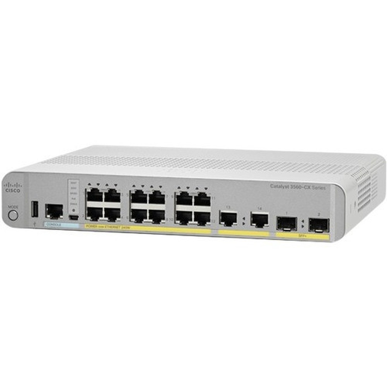 Cisco 3560CX-12PC-S Layer 3 Switch - 12 Ports - Manageable - 101001000Base-T 1000Base-X - 3 Layer Supported - 2 SFP Slots - PoE - - WS-C3560CX-12PC-S