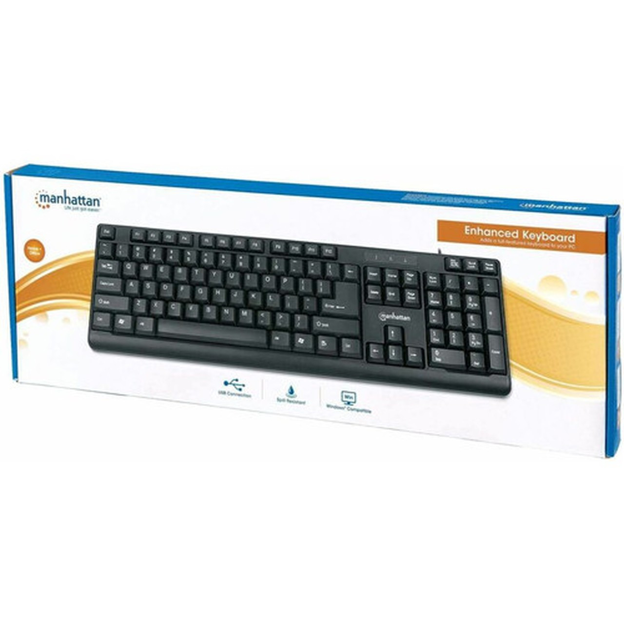 Manhattan Enhanced Keyboard - Cable Connectivity - USB 11 Interface - Windows XP Windows Vista Windows 7 Windows 81 Windows 10 - 175708