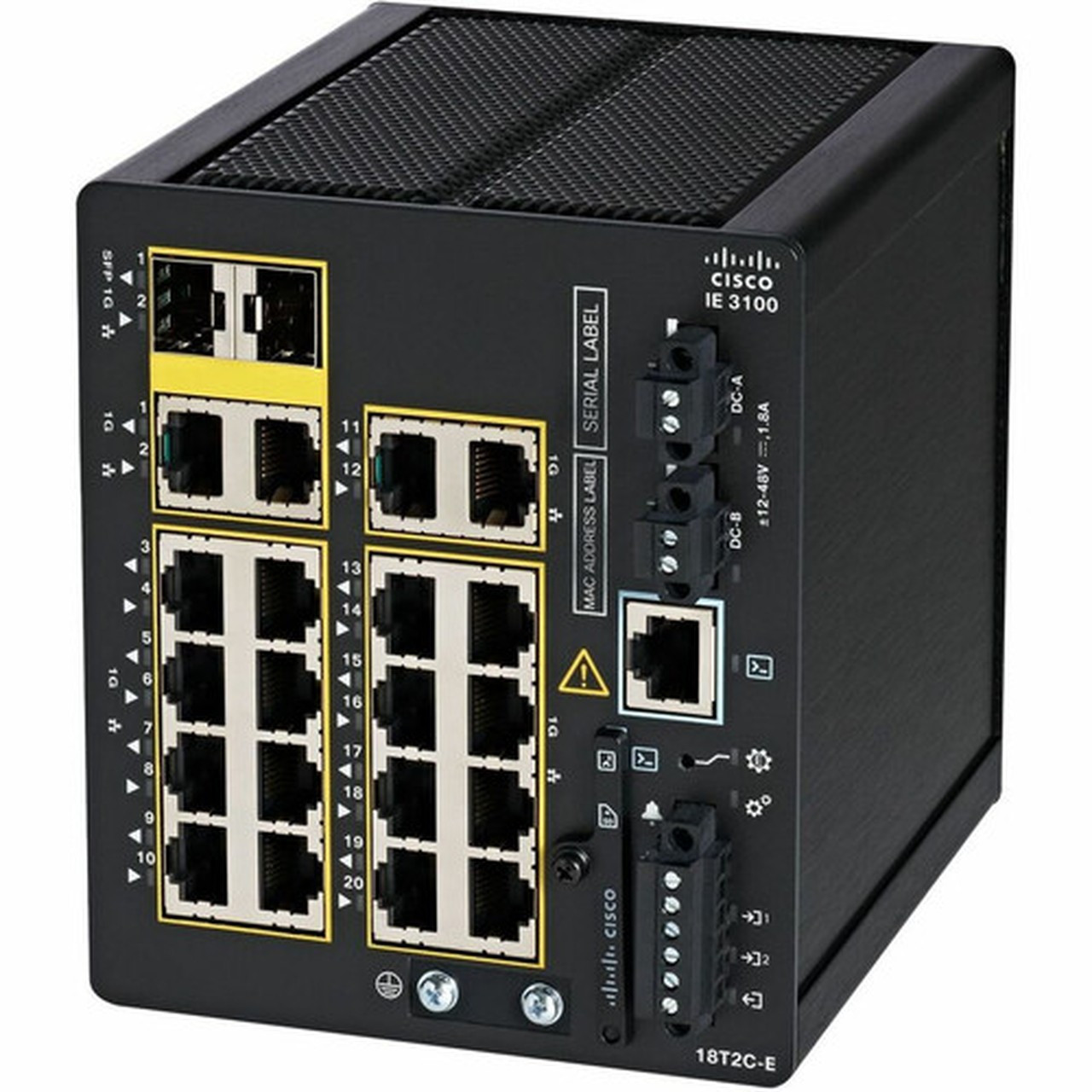 Cisco Catalyst IE3100 Rugged Layer 3 Switch - 20 Ports - Manageable - Gigabit Ethernet - 1000Base-T - 3 Layer Supported - 3670 W - W IE-3100-18T2C-E