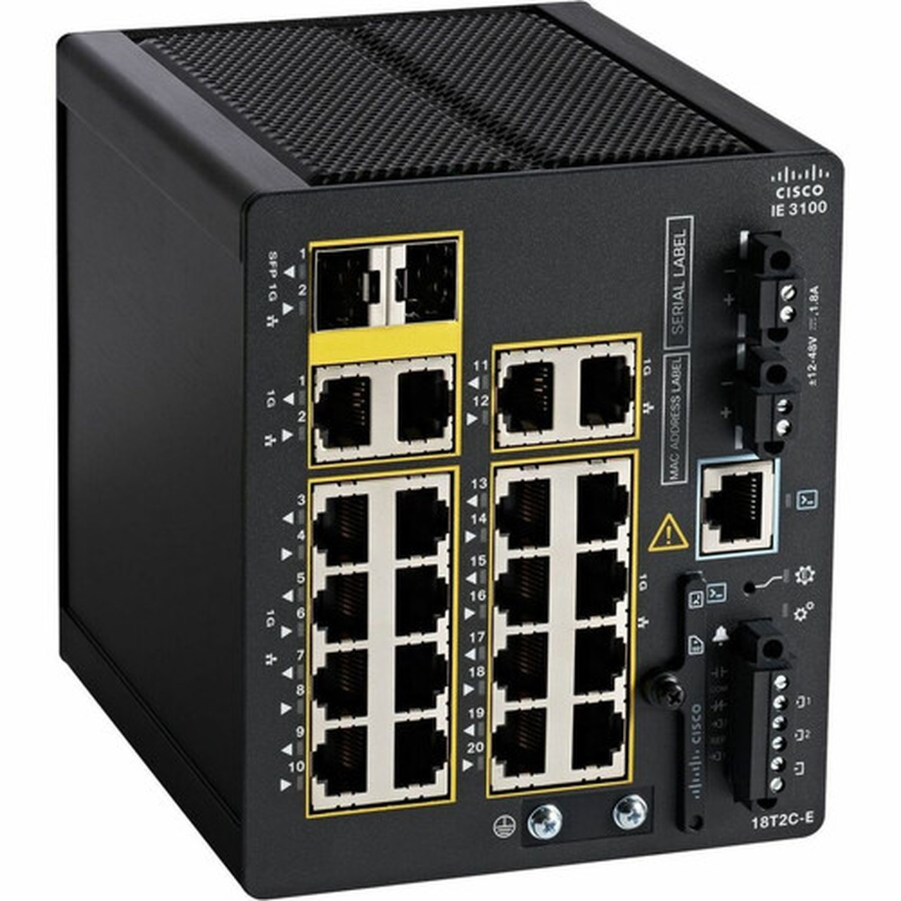 Cisco Catalyst IE3100 Rugged Layer 3 Switch - 20 Ports - Manageable - Gigabit Ethernet - 1000Base-T - 3 Layer Supported - 3670 W - W IE-3100-18T2C-E