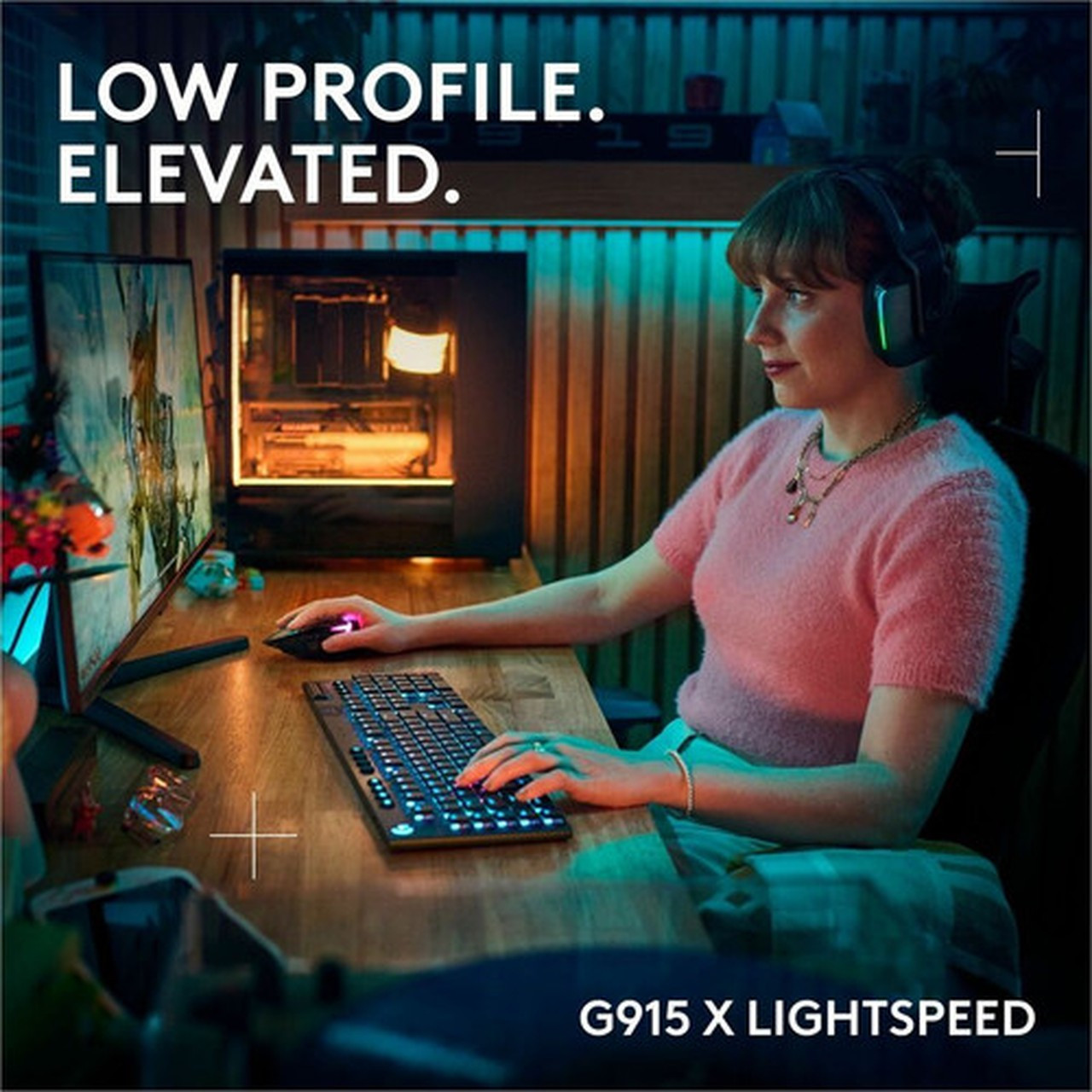 Logitech G G915 X LIGHTSPEED Gaming Keyboard - WiredWireless Connectivity - BluetoothRF - 240 GHz - USB Type C Interface - RGB LED 920-012696