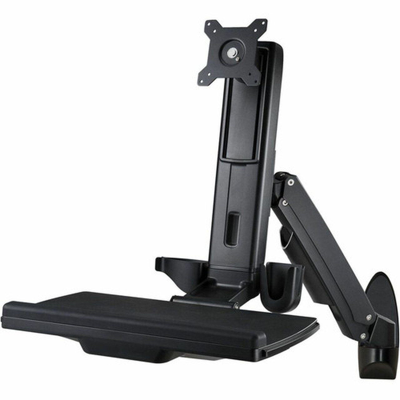 Amer AMR1AWS-B Wall Mount for Workstation Monitor Keyboard Mouse Display Screen Flat Panel Display - Black - Height Adjustable - AMR1AWS-B