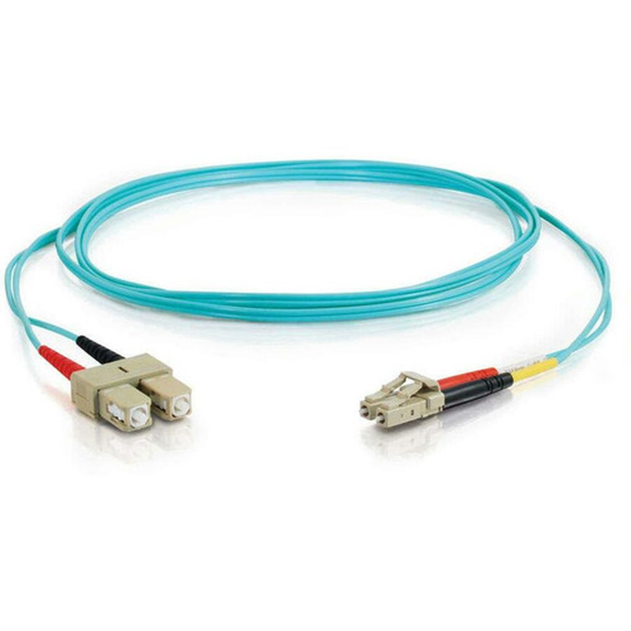 C2G 5m LC-SC 10Gb 50125 OM3 Duplex Multimode PVC Fiber Optic Cable - Aqua - 164 ft Fiber Optic Network Cable for Network Device - 2 33054