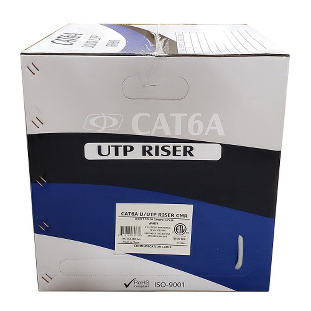 1000ft 4 Pair CAT6A 10Gig Solid Shielded FT4CMR Bulk Cable - FTP - Blue