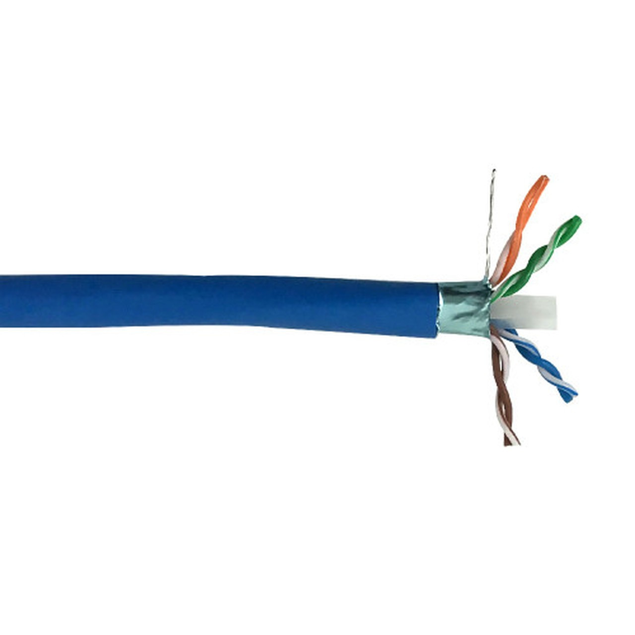 1000ft 4 Pair CAT6A 10Gig Solid Shielded FT4CMR Bulk Cable - FTP - Blue