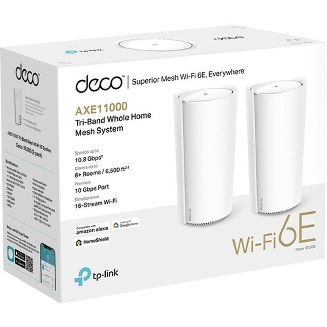 TP-Link Deco XE200 Wi-Fi 6E IEEE 80211ax Ethernet Wireless Router - Tri Band - 240 GHz ISM Band - 6 GHz UNII Band - 16 x Antenna16 DECO XE2002-PACK