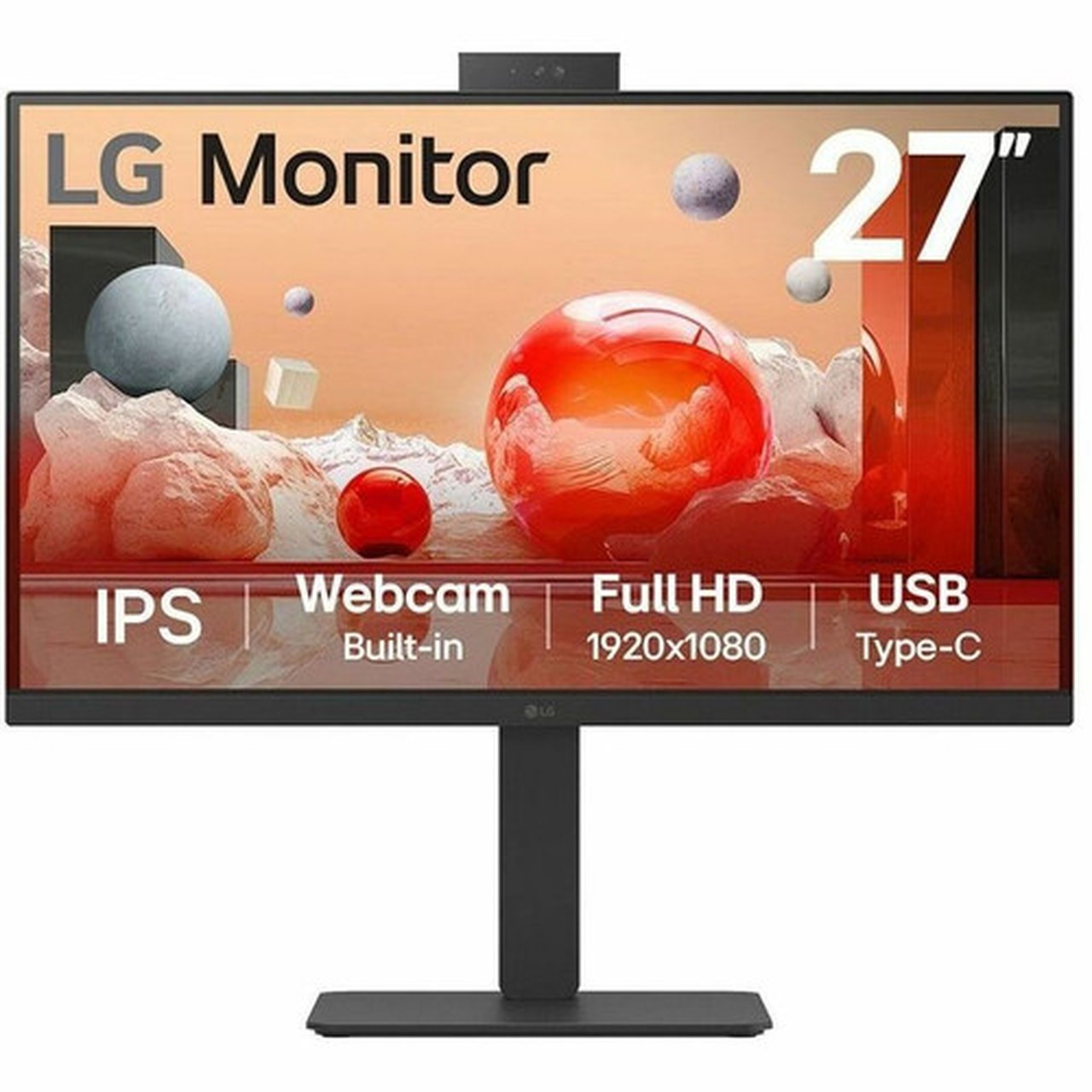 LG 27BA850-B 27 Class Webcam Full HD LED Monitor - 169 - Textured Black - 27 Viewable - In-plane Switching IPS Technology - LED - 27BA850-B