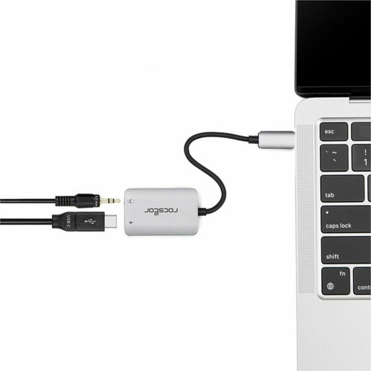 Rocstor Premium USB-C to Hi-Res AUX 35mm Audio with 100W Power Delivery PD Adapter - 1x USB Type A - Male - 1 x USB Type C - 1 x - Y10A331-S1