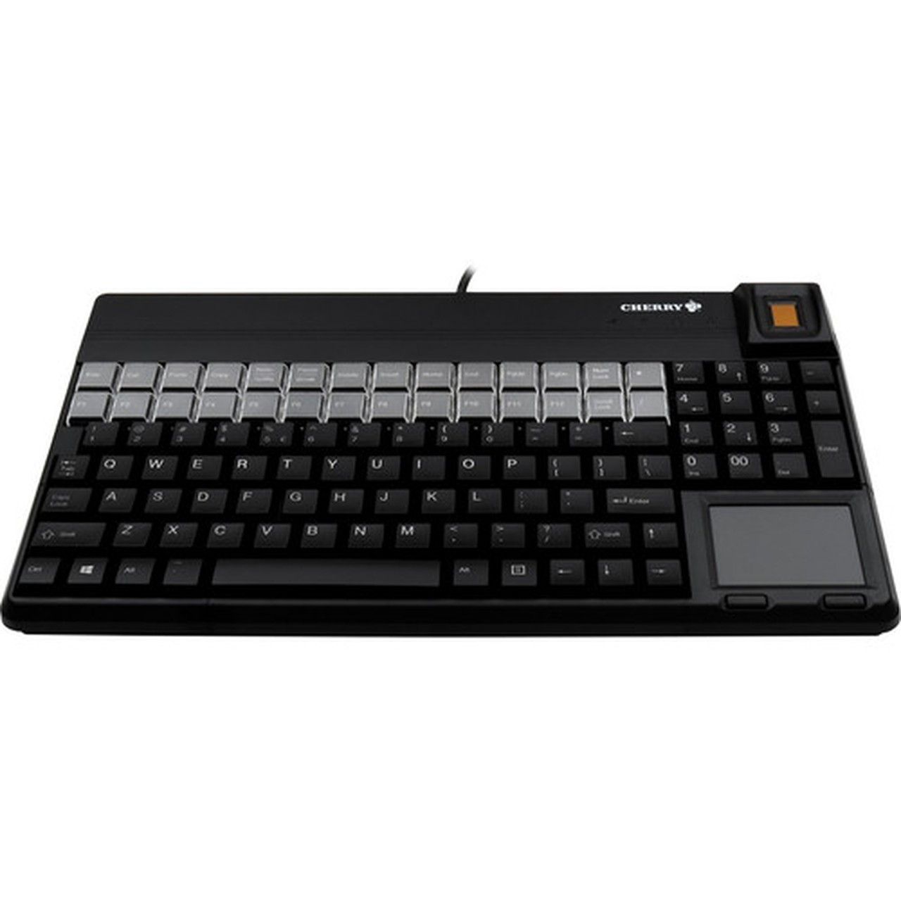 CHERRY SPOS Biometric Keyboard - 106 Keys - QWERTY Layout - 28 Relegendable Keys - Fingerprint Sensor Magnetic Stripe Reader - USB - G86-62431EUADAA