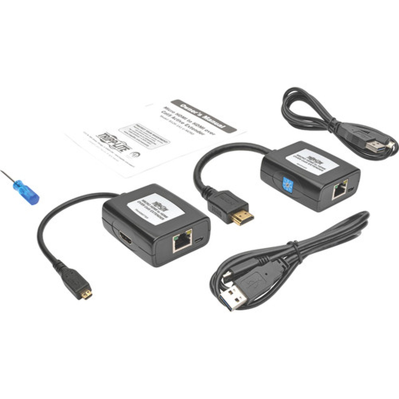 Tripp Lite by Eaton Micro-HDMI to HDMI over Cat5Cat6 Active Extender Kit 1080p  60 HzUSB Powered - 1 Input Device - 1 Output - 125 B126-1A1-U-MCRO