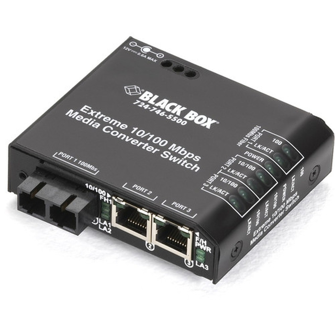 Black Box Fast Ethernet 100-Mbps Extreme Temperature Switch - 2 10100-Mbps Copper RJ45 1 100-Mbps Multimode Fiber 1300nm SC LBH100AE-P-SC