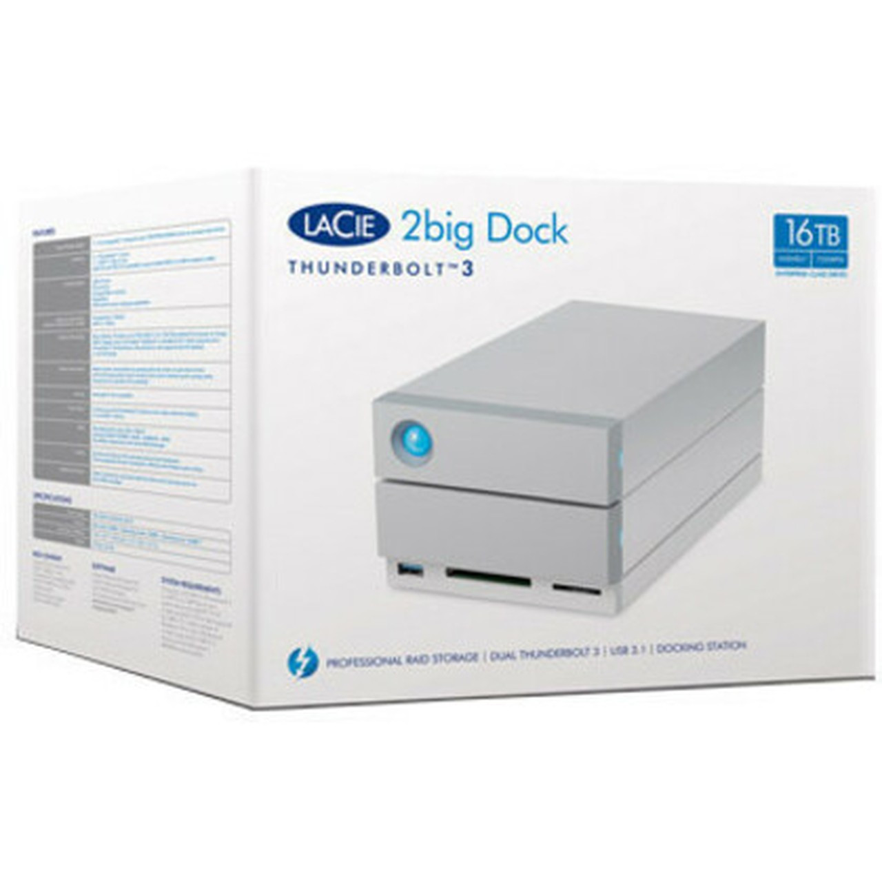 LaCie 2big Dock Thunderbolt 3 20TB - 2 x HDD Supported - 2 x HDD Installed - 20 TB Installed HDD Capacity - Serial ATA600 Controller STGB20000400